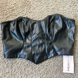 Corset leather strapless top